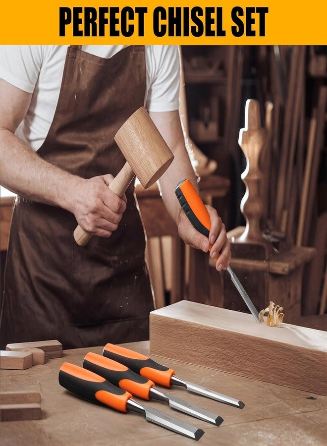 NIKTION 4 Piece Wood Chisel Sets Woodworking Tools Set, Wood Chisels for Woodworking with Steel Hammer End, Wood Tools Chisel Set Woodworking with Ergonomic Plastic Handle - Image 5